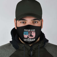 Load image into Gallery viewer, Designs by MyUtopia Shout Out:Proud Son of a Veteran Adult Fabric Face Mask with Elastic Ear Loops

