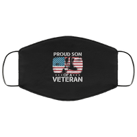 Load image into Gallery viewer, Designs by MyUtopia Shout Out:Proud Son of a Veteran Adult Fabric Face Mask with Elastic Ear Loops,3 Layer Fabric Face Mask / Black / Adult,Fabric Face Mask
