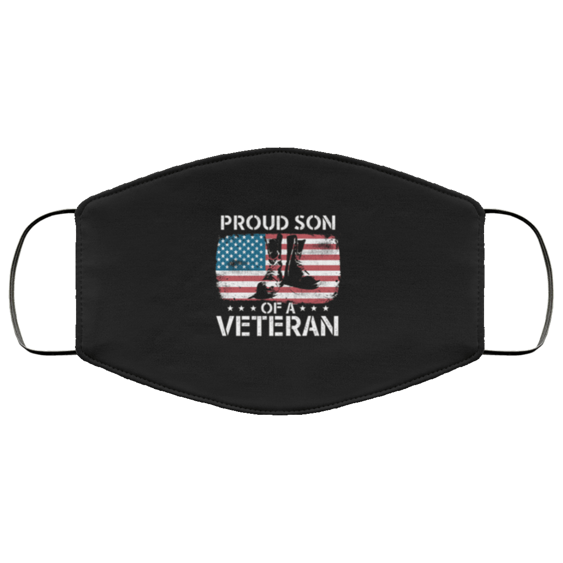Designs by MyUtopia Shout Out:Proud Son of a Veteran Adult Fabric Face Mask with Elastic Ear Loops,3 Layer Fabric Face Mask / Black / Adult,Fabric Face Mask