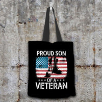 Load image into Gallery viewer, Designs by MyUtopia Shout Out:Proud Son Of A Veteran Fabric Totebag Reusable Shopping Tote
