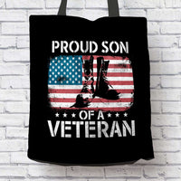 Load image into Gallery viewer, Designs by MyUtopia Shout Out:Proud Son Of A Veteran Fabric Totebag Reusable Shopping Tote
