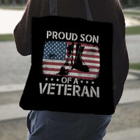 Load image into Gallery viewer, Designs by MyUtopia Shout Out:Proud Son Of A Veteran Fabric Totebag Reusable Shopping Tote

