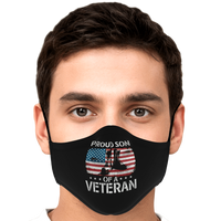 Load image into Gallery viewer, Designs by MyUtopia Shout Out:Proud Son of a Veteran Flag and Army Boots Fitted Face Mask w Adjustable Ear Loops,Adult / Single / No filters,Fabric Face Mask

