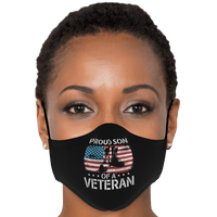 Load image into Gallery viewer, Designs by MyUtopia Shout Out:Proud Son of a Veteran Flag and Army Boots Fitted Face Mask w Adjustable Ear Loops
