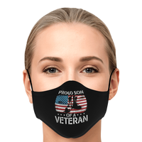 Load image into Gallery viewer, Designs by MyUtopia Shout Out:Proud Son of a Veteran Flag and Army Boots Fitted Face Mask w Adjustable Ear Loops
