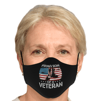 Load image into Gallery viewer, Designs by MyUtopia Shout Out:Proud Son of a Veteran Flag and Army Boots Fitted Face Mask w Adjustable Ear Loops
