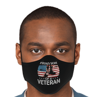 Load image into Gallery viewer, Designs by MyUtopia Shout Out:Proud Son of a Veteran Flag and Army Boots Fitted Face Mask w Adjustable Ear Loops
