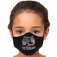 Load image into Gallery viewer, Designs by MyUtopia Shout Out:Proud Son of a Veteran Flag and Army Boots Fitted Face Mask w Adjustable Ear Loops
