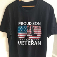 Load image into Gallery viewer, Designs by MyUtopia Shout Out:Proud Son Of A Veteran Unisex T-Shirt,S / Black,Adult Unisex T-Shirt
