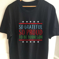 Load image into Gallery viewer, Designs by MyUtopia Shout Out:Proud To Be Your Son Adult Unisex T-Shirt,S / Black,Adult Unisex T-Shirt
