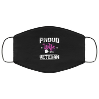 Load image into Gallery viewer, Designs by MyUtopia Shout Out:Proud Wife of a Veteran Adult Fabric Face Mask with Elastic Ear Loops,3 Layer Fabric Face Mask / Black / Adult,Fabric Face Mask
