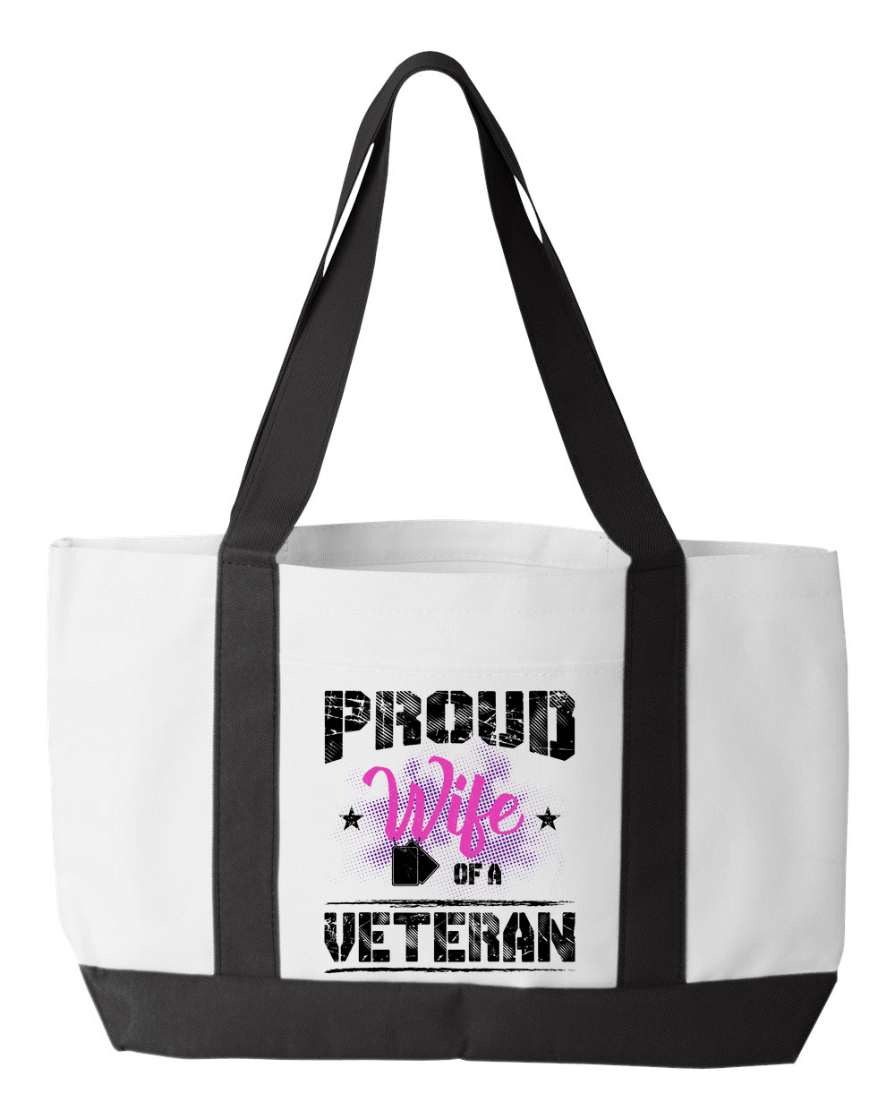 Designs by MyUtopia Shout Out:Proud Wife of a Veteran Canvas Totebag Gym / Beach / Pool Gear Bag