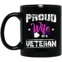 Load image into Gallery viewer, Designs by MyUtopia Shout Out:Proud Wife of a Veteran Ceramic Coffee Mug - Black,11 oz / Black,Ceramic Coffee Mug
