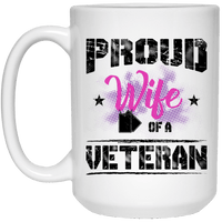 Load image into Gallery viewer, Designs by MyUtopia Shout Out:Proud Wife of a Veteran Ceramic Coffee Mug - White,15 oz / White,Ceramic Coffee Mug
