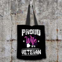 Load image into Gallery viewer, Designs by MyUtopia Shout Out:Proud Wife of a Veteran Fabric Totebag Reusable Shopping Tote
