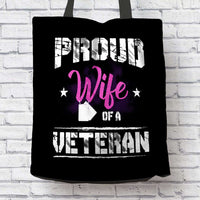 Load image into Gallery viewer, Designs by MyUtopia Shout Out:Proud Wife of a Veteran Fabric Totebag Reusable Shopping Tote

