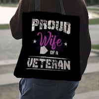Load image into Gallery viewer, Designs by MyUtopia Shout Out:Proud Wife of a Veteran Fabric Totebag Reusable Shopping Tote
