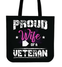 Load image into Gallery viewer, Designs by MyUtopia Shout Out:Proud Wife of a Veteran Fabric Totebag Reusable Shopping Tote
