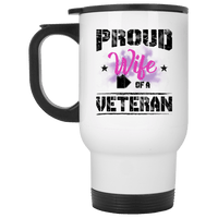Load image into Gallery viewer, Designs by MyUtopia Shout Out:Proud Wife of A Veteran Travel Mug
