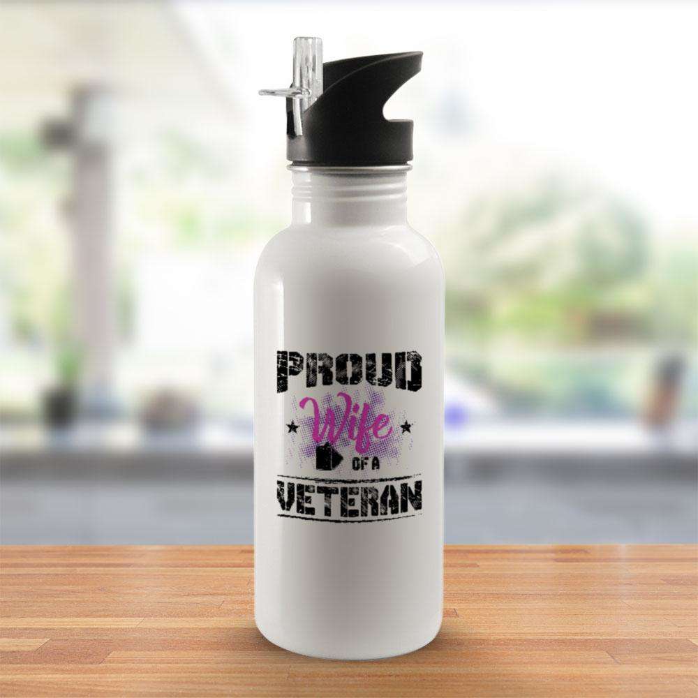 Designs by MyUtopia Shout Out:Proud Wife of a Veteran Water Bottle