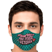 Load image into Gallery viewer, Designs by MyUtopia Shout Out:Proud Wife of an Air Force Veteran Fitted Face Mask with Adjustable Ear Loops

