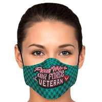 Load image into Gallery viewer, Designs by MyUtopia Shout Out:Proud Wife of an Air Force Veteran Fitted Face Mask with Adjustable Ear Loops
