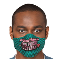 Load image into Gallery viewer, Designs by MyUtopia Shout Out:Proud Wife of an Air Force Veteran Fitted Face Mask with Adjustable Ear Loops
