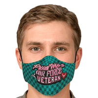 Load image into Gallery viewer, Designs by MyUtopia Shout Out:Proud Wife of an Air Force Veteran Fitted Face Mask with Adjustable Ear Loops
