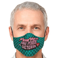 Load image into Gallery viewer, Designs by MyUtopia Shout Out:Proud Wife of an Air Force Veteran Fitted Face Mask with Adjustable Ear Loops
