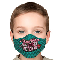 Load image into Gallery viewer, Designs by MyUtopia Shout Out:Proud Wife of an Air Force Veteran Fitted Face Mask with Adjustable Ear Loops
