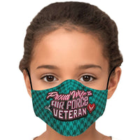 Load image into Gallery viewer, Designs by MyUtopia Shout Out:Proud Wife of an Air Force Veteran Fitted Face Mask with Adjustable Ear Loops
