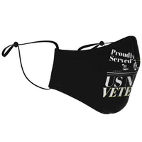 Load image into Gallery viewer, Designs by MyUtopia Shout Out:Proudly Served Navy Veteran Fitted Fabric Face Mask with Adjustable Ear Loops

