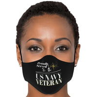 Load image into Gallery viewer, Designs by MyUtopia Shout Out:Proudly Served Navy Veteran Fitted Fabric Face Mask with Adjustable Ear Loops
