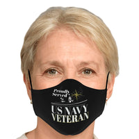 Load image into Gallery viewer, Designs by MyUtopia Shout Out:Proudly Served Navy Veteran Fitted Fabric Face Mask with Adjustable Ear Loops
