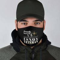 Load image into Gallery viewer, Designs by MyUtopia Shout Out:Proudly Served US Navy Veteran Adult Fabric Face Mask with Elastic Ear Loops
