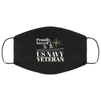 Load image into Gallery viewer, Designs by MyUtopia Shout Out:Proudly Served US Navy Veteran Adult Fabric Face Mask with Elastic Ear Loops,Fabric Face Mask / Black / Adult,Fabric Face Mask
