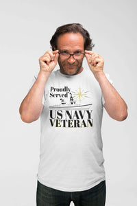 Load image into Gallery viewer, Designs by MyUtopia Shout Out:Proudly Served US Navy Veteran Adult Unisex T-Shirt
