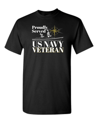 Load image into Gallery viewer, Designs by MyUtopia Shout Out:Proudly Served US Navy Veteran Adult Unisex T-Shirt,Black / S,Adult Unisex T-Shirt
