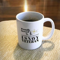 Load image into Gallery viewer, Designs by MyUtopia Shout Out:Proudly Served US Navy Veteran Ceramic Coffee Mugs - White
