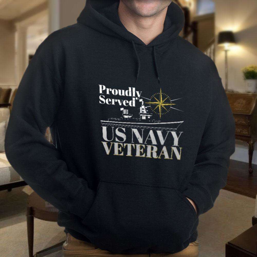Designs by MyUtopia Shout Out:Proudly Served US Navy Veteran Core Fleece Pullover Hoodie