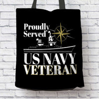 Load image into Gallery viewer, Designs by MyUtopia Shout Out:Proudly Served US Navy Veteran Fabric Totebag Reusable Shopping Tote
