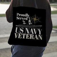 Load image into Gallery viewer, Designs by MyUtopia Shout Out:Proudly Served US Navy Veteran Fabric Totebag Reusable Shopping Tote

