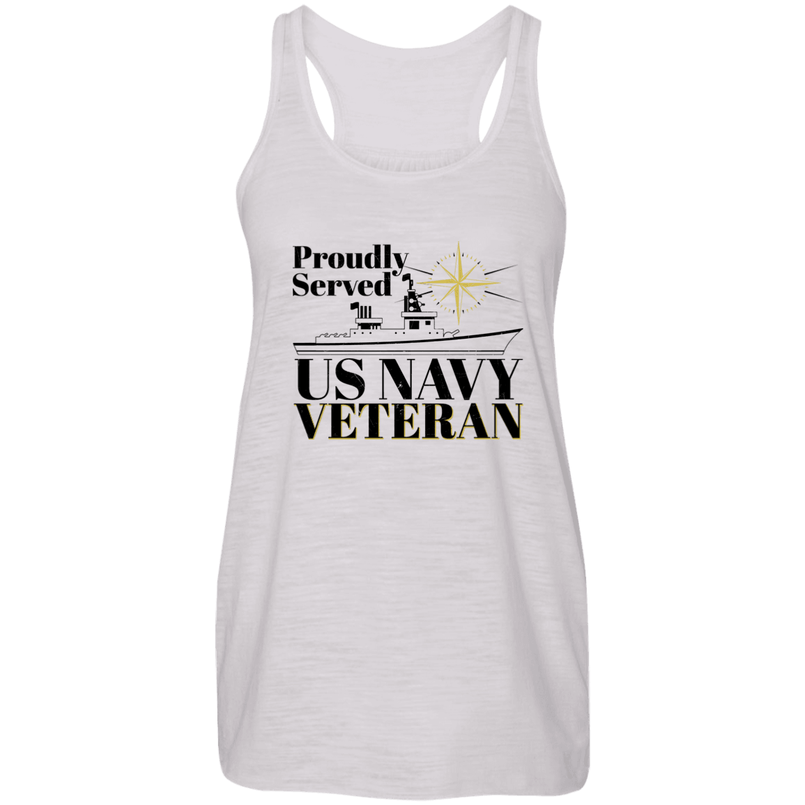 Designs by MyUtopia Shout Out:Proudly Served US Navy Veteran Ladies Flowy Racer-back Tank Top,X-Small / Vintage White,T-Shirts