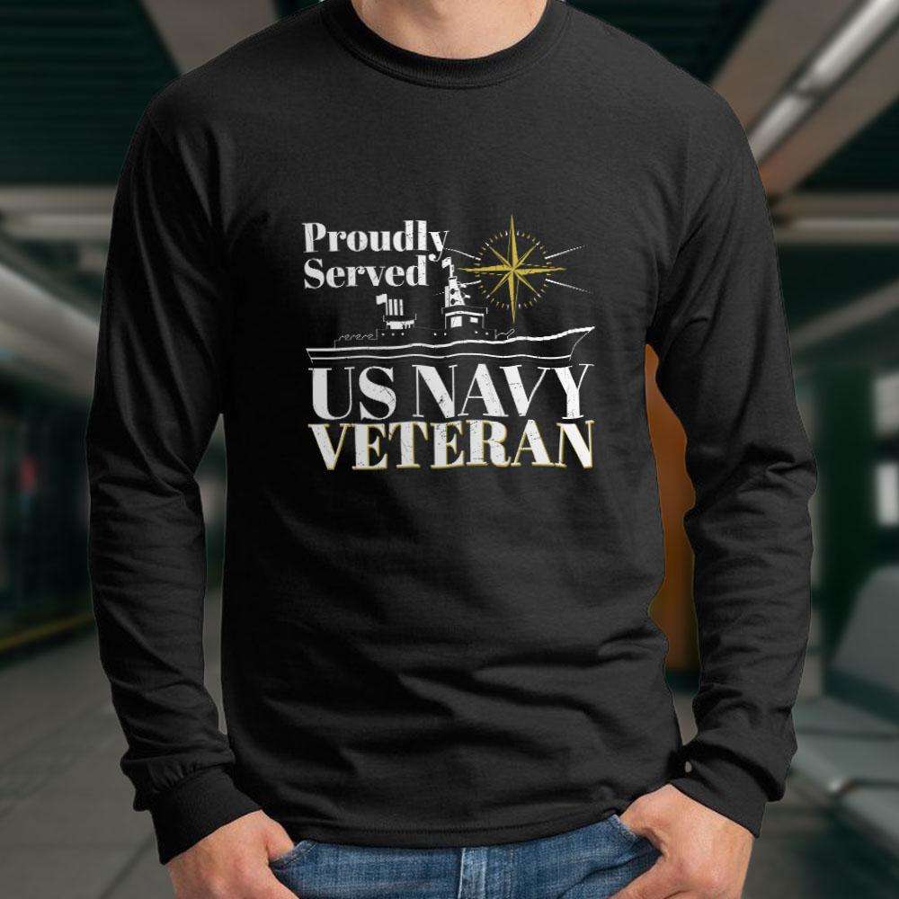 Designs by MyUtopia Shout Out:Proudly Served US Navy Veteran Long Sleeve Ultra Cotton Unisex T-Shirt