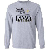 Load image into Gallery viewer, Designs by MyUtopia Shout Out:Proudly Served US Navy Veteran Long Sleeve Ultra Cotton Unisex T-Shirt,Sport Grey / S,T-Shirts

