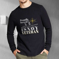 Load image into Gallery viewer, Designs by MyUtopia Shout Out:Proudly Served US Navy Veteran Long Sleeve Ultra Cotton Unisex T-Shirt
