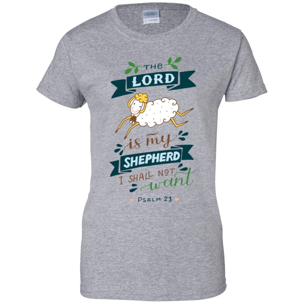 Designs by MyUtopia Shout Out:Psalm 23 The Lord is My Shepherd 100% Cotton Ladies T-Shirt,Sport Grey / X-Small,Ladies T-Shirts