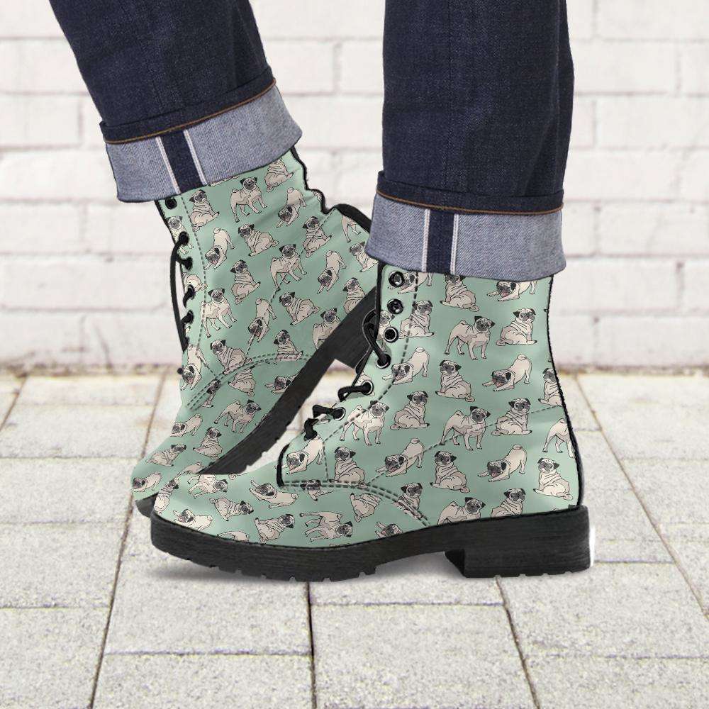 Designs by MyUtopia Shout Out:Pug Lover Vegan Leather Boots Green