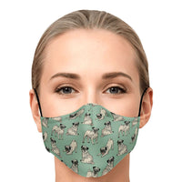 Load image into Gallery viewer, Designs by MyUtopia Shout Out:Pugs Fitted Face Mask with Adjustable Ear Loops and Filter pocket,Adult / Single / No filters,Fabric Face Mask
