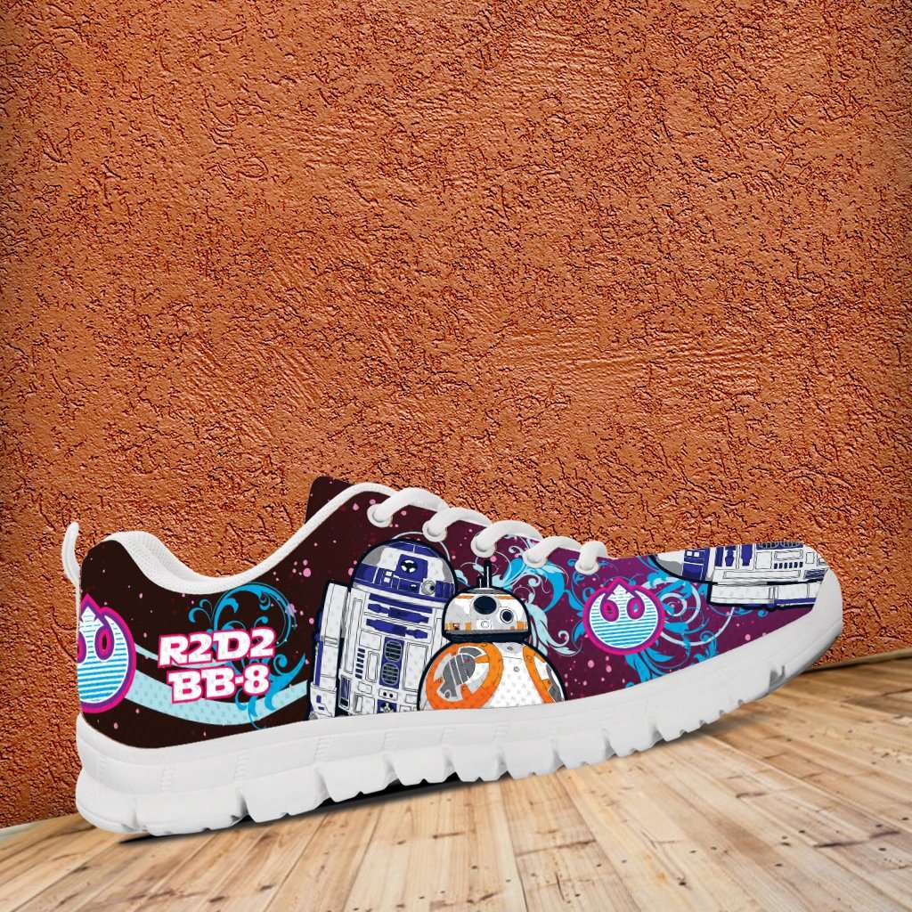 Designs by MyUtopia Shout Out:R2-D2 and BB-8 As Friends on Blue/Pink Youth Sizes Running Shoes,11 CHILD (EU28) / Blue/Pink,Running Shoes
